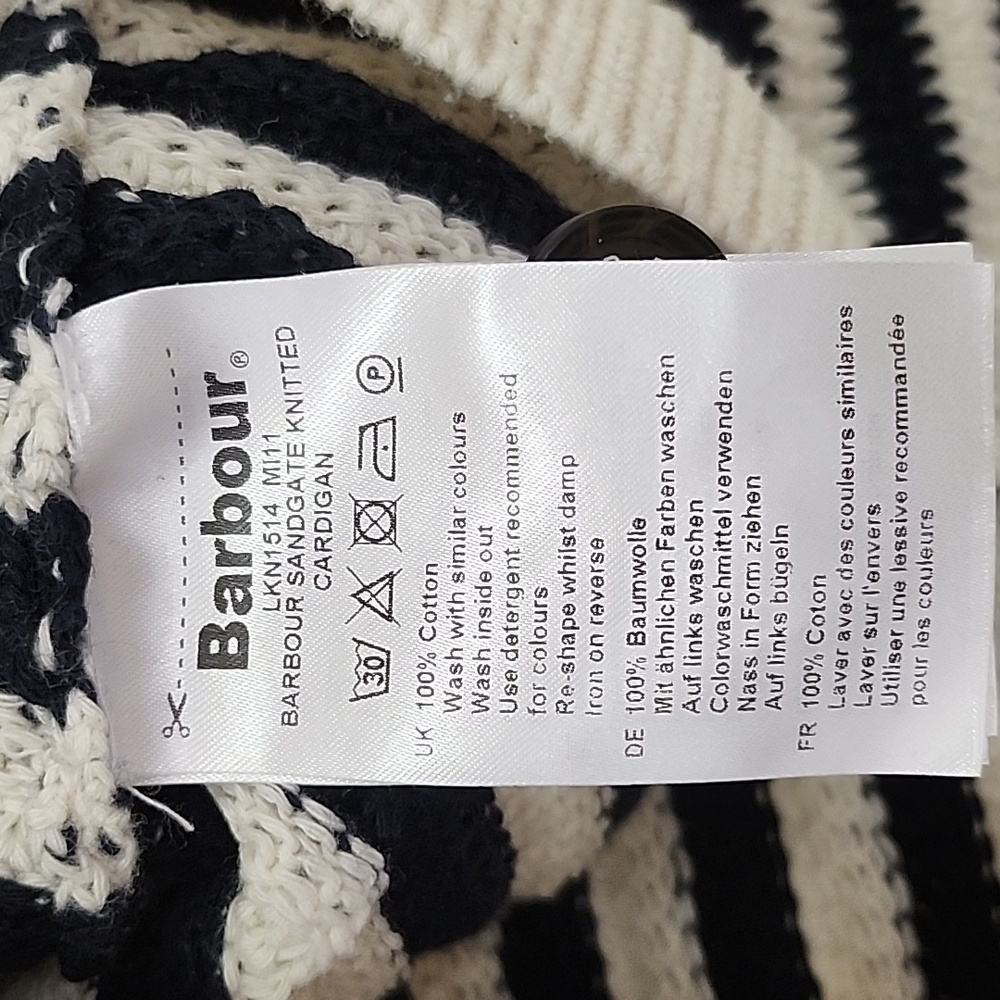 Barbour Sandgate Knitted Cardigan Women's Multi Stripe  Size 6 - Picture 16 of 16